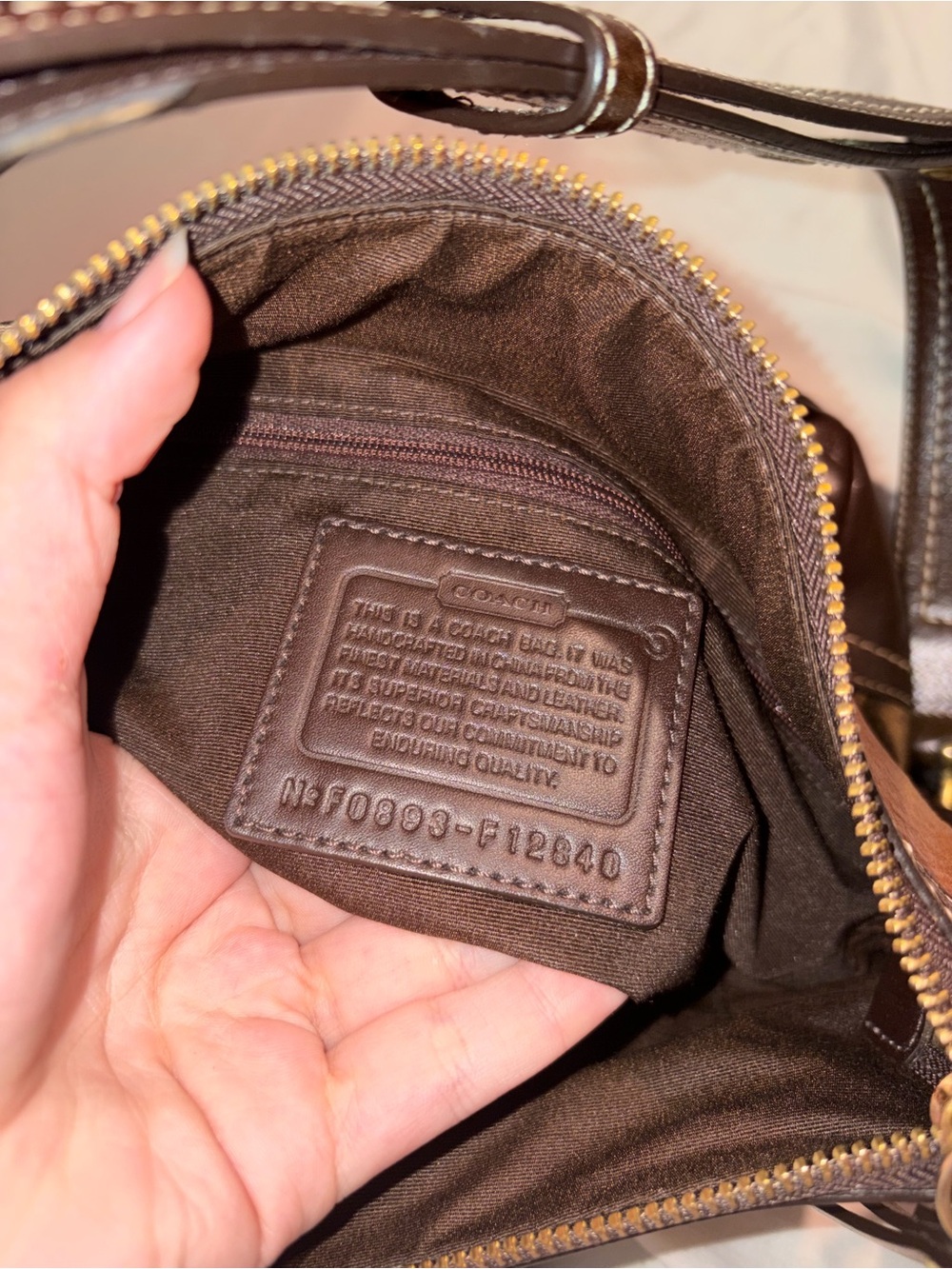 Coach Patchwork Signature & Leather Shoulder Bag in Brown Tones - Picture 7 of 12